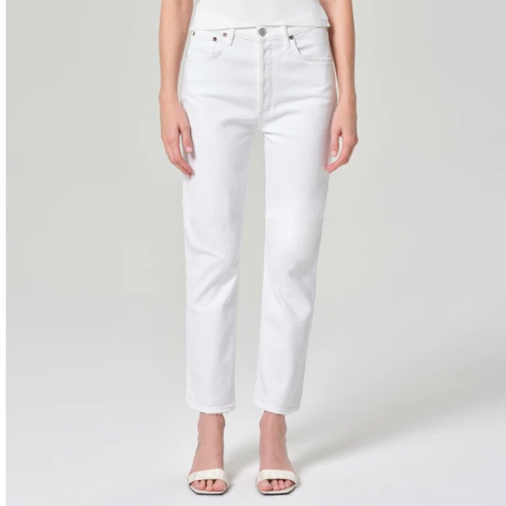 Agolde Riley High Rise Straight Crop Jeans (Stretch)